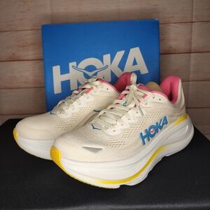Hoka Women's Cream and Yellow Running Shoes